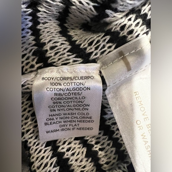 Ann Taylor LOFT Black & White Short-Sleeve Pocket Sweater, Boho Chic, S - Picture 6 of 6